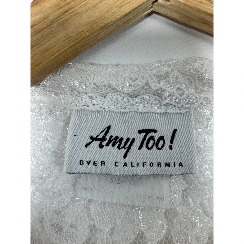 Coquette Amy Too Byer California Girls Size 16 Lace Dress White Pearl Button 90s